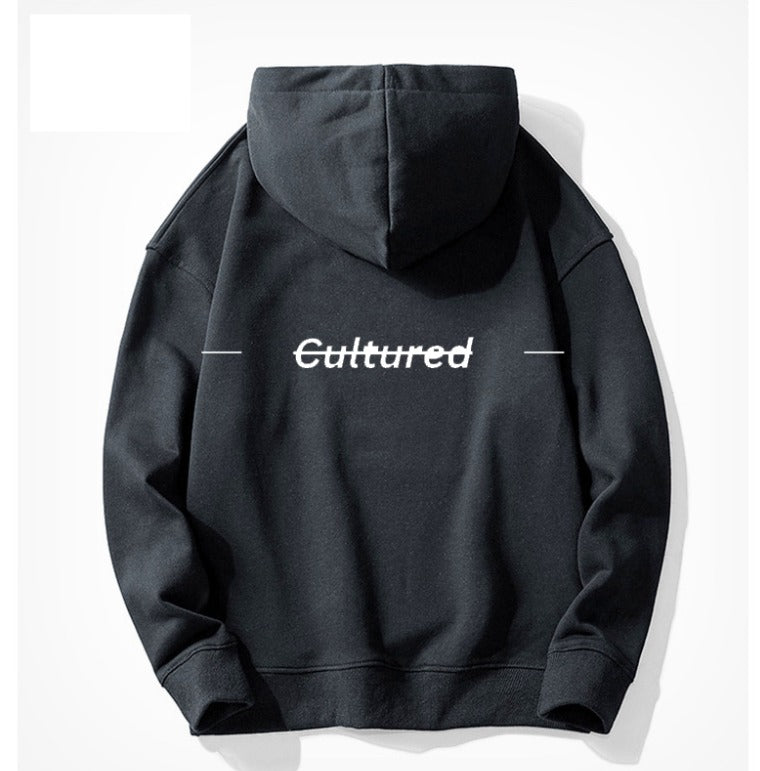 Cultured. Strikethrough Hoodie Back Print
