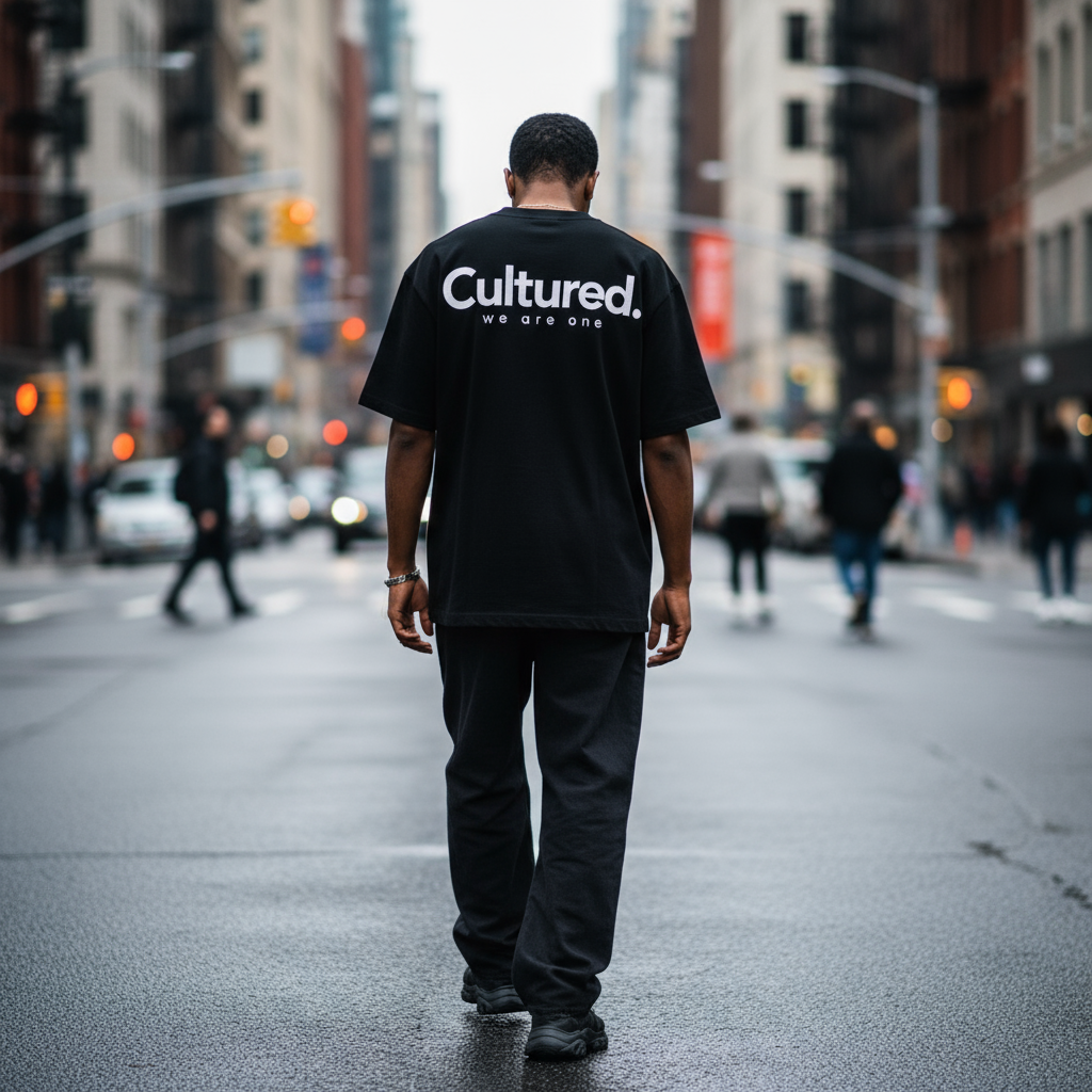 Urban street walking shot - back view